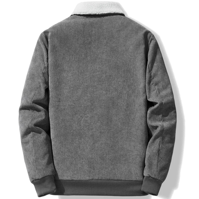 Jaqueta Masculina Casaco Casual Interior de Veludo Cor Solida