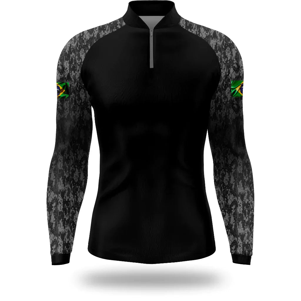 Camisa de Pesca Black Brasil Proteção UV500 com Zíper