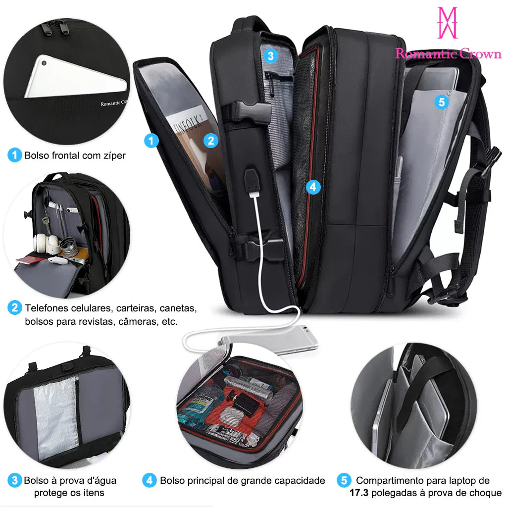 Mochila de Viagem Executiva Impermeável