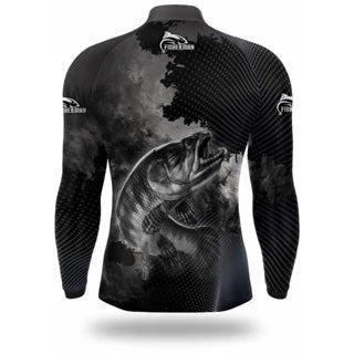 Kit Camisa FisherMan Traira Preta com Proteção UV500 + Bandana de Brinde