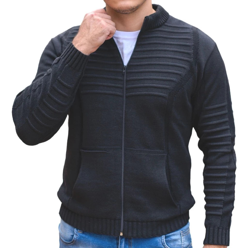 Casaco de Frio Masculino em Lã Tricot
