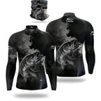 Kit Camisa FisherMan Traira Preta com Proteção UV500 + Bandana de Brinde