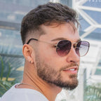Óculos Masculino Hexagonal Degradê Metal