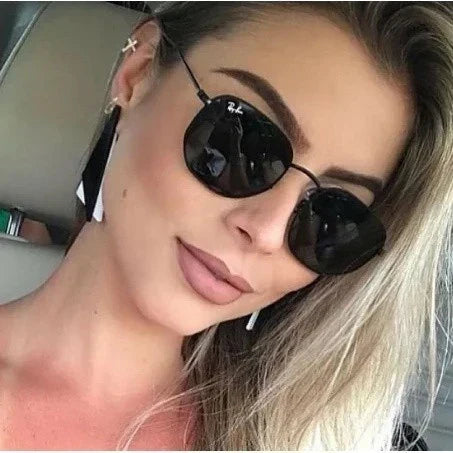 Óculos de Sol Hexagonal Unissex com Proteção UV 400 + Case em Couro Sintético